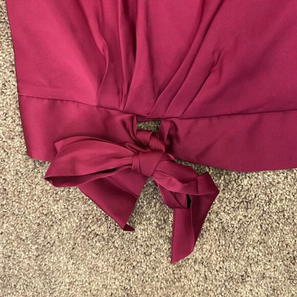 Express Women's Satin One Shoulder Tie Waist Top Bright Pink Size XS - NWT $64 - Picture 7 of 16